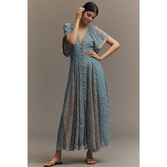 by anthropologie pleated smocked maxi dress Anthropologie | Dresses | Anthropologie Blue Pleated Smocked Maxi Dress